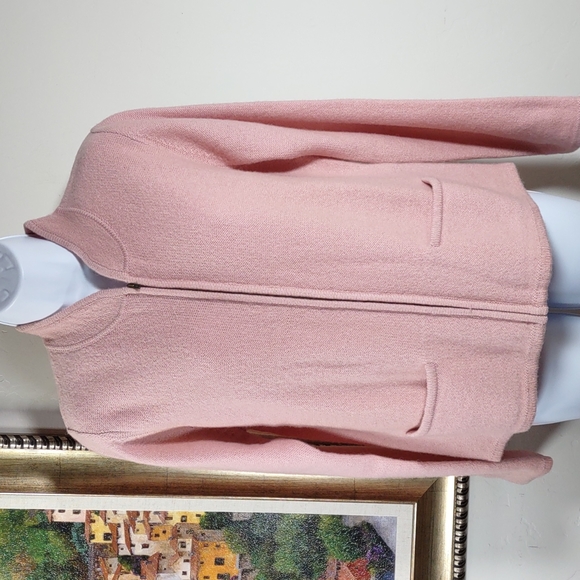 Northern Isles Pale Pink Wool Zip Front Sweater - Picture 1 of 6